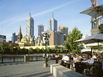Open Air Cafe, and City Skyline, South Bank Promenade, Melbourne, Victoria, Australia-Peter Scholey-Photographic Print