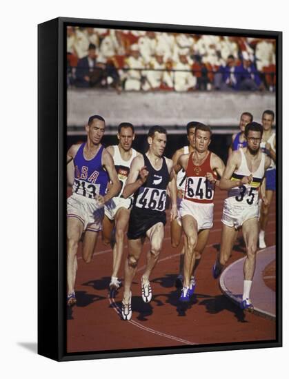 Peter Snell of New Zealand in Action at the Summer Olympics-Art Rickerby-Framed Stretched Canvas