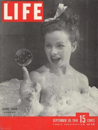 Actress Jeanne Crain Taking a Bubble Bath in a Scene from the Film "Maggie", September 30, 1946