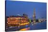 Peter the Great Statue and River Moskva at Night, Moscow, Russia, Europe-Martin Child-Stretched Canvas