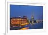 Peter the Great Statue and River Moskva at Night, Moscow, Russia, Europe-Martin Child-Framed Photographic Print