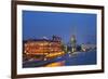 Peter the Great Statue and River Moskva at Night, Moscow, Russia, Europe-Martin Child-Framed Photographic Print