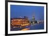 Peter the Great Statue and River Moskva at Night, Moscow, Russia, Europe-Martin Child-Framed Photographic Print