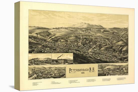 Peterborough, New Hampshire - Panoramic Map-Lantern Press-Stretched Canvas