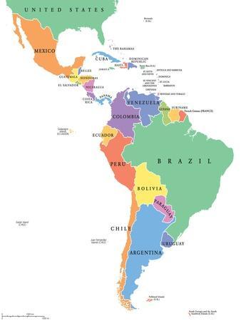 Latin America Single States Political Map - Photographic Print, 9x12