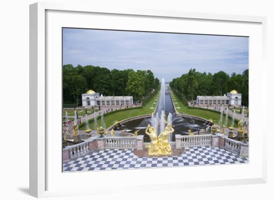 Peterhof Fountains of the Grand Cascade and Gardens in Summer-Peter Barritt-Framed Photographic Print