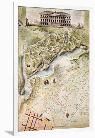 Peterhof, Russia: Elevation of the English Palace and Plan of the Park-Giacomo Quarenghi-Framed Giclee Print