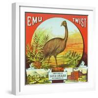 Petersburg, Virginia, Emu Twist Brand Tobacco Label-Lantern Press-Framed Art Print