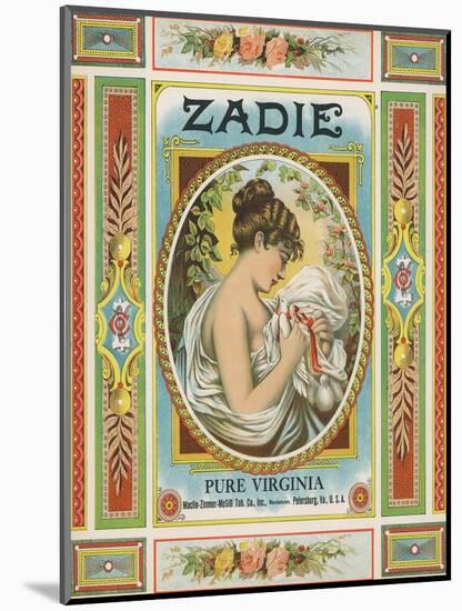 Petersburg, Virginia, Zadie Brand Tobacco Label-Lantern Press-Mounted Art Print