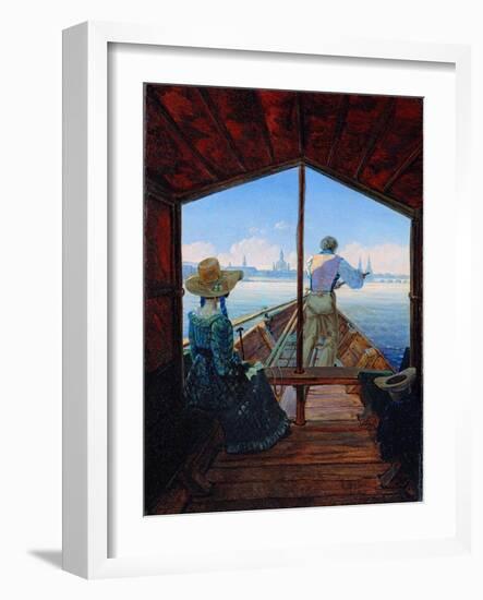 Petit Matin Sur L'elbe  Promenade En Bateau Sur L'elbe Pres De Dresde (Barge Trip on the Elbe Near-Karl Gustav Carus-Framed Giclee Print