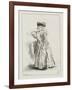 Petite fille en toquet, vêtue d'une robe rayée, debout-Jean Antoine Watteau-Framed Giclee Print