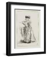 Petite fille en toquet, vêtue d'une robe rayée, debout-Jean Antoine Watteau-Framed Premium Giclee Print