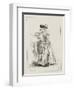 Petite fille en toquet, vêtue d'une robe rayée, debout-Jean Antoine Watteau-Framed Premium Giclee Print