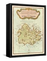 Petite Map of Island of Antigua-null-Framed Stretched Canvas