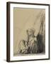 Petite paysanne assise au pied d'une meule-Jean-François Millet-Framed Giclee Print