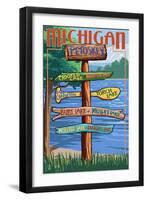 Petoskey, Michigan - Sign Destinations-Lantern Press-Framed Art Print