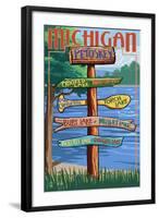 Petoskey, Michigan - Sign Destinations-Lantern Press-Framed Art Print