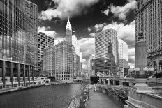 USA, ILlinois, Chicago, Sandstone Rail with Two Lamp Posts-Petr Bednarik-Framed Premium Photographic Print