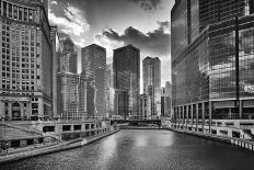 River Walk and Wabash Ave Bridge and Cityscape, Chicago, ILlinois, USA-Petr Bednarik-Photographic Print