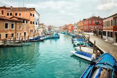 Narrow Canal among Old Colorful Houses on Island of Murano, near Venice in Italy.-Petr Jilek-Photographic Print
