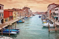 Narrow Canal among Old Colorful Houses on Island of Murano, near Venice in Italy.-Petr Jilek-Photographic Print