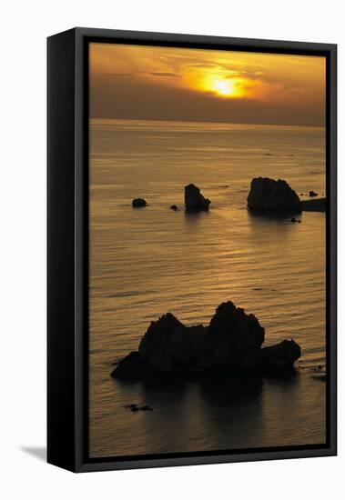 Petra Tou Romiou (Aphrodite's Rock) at Sunset, Pissouri Bay, Near Paphos, Cyprus, March 2009-Lilja-Framed Stretched Canvas