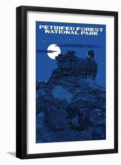Petrified Forest National Park, Arizona - Night Sky-Lantern Press-Framed Art Print