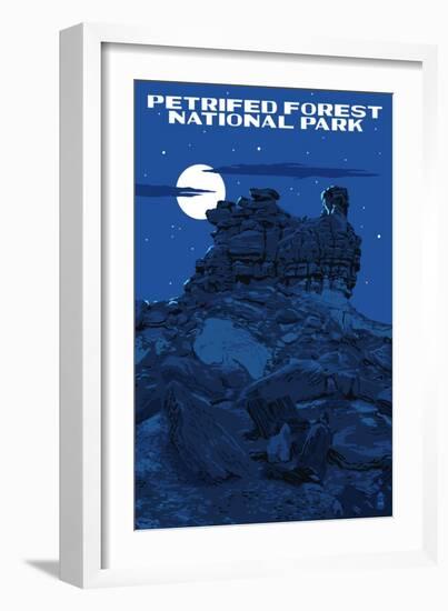 Petrified Forest National Park, Arizona - Night Sky-Lantern Press-Framed Art Print