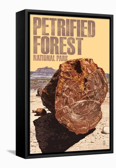 Petrified Forest National Park, Arizona - Petrified Wood Close Up-Lantern Press-Framed Stretched Canvas