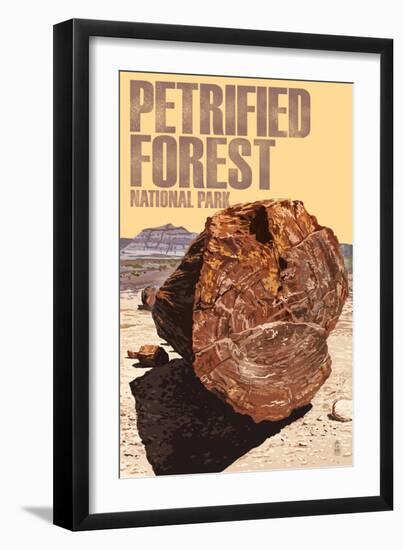 Petrified Forest National Park, Arizona - Petrified Wood Close Up-Lantern Press-Framed Art Print