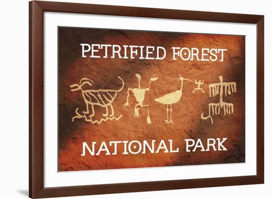 Petrified Forest National Park, Arizona - Petroglyphs-Lantern Press-Framed Art Print