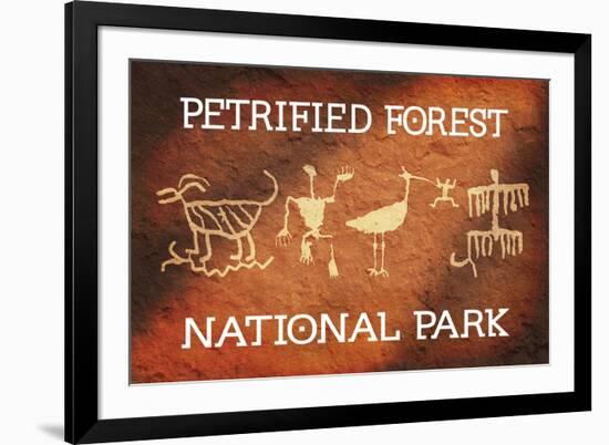 Petrified Forest National Park, Arizona - Petroglyphs-Lantern Press-Framed Art Print