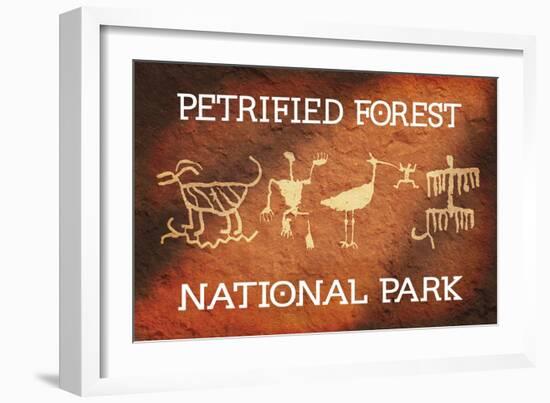 Petrified Forest National Park, Arizona - Petroglyphs-Lantern Press-Framed Art Print