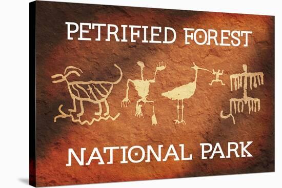 Petrified Forest National Park, Arizona - Petroglyphs-Lantern Press-Stretched Canvas