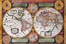 Antique Map, Terre Universelle, 1594-Petro Plancio-Mounted Premium Giclee Print