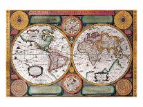 Antique Map, Terre Universelle, 1594-Petro Plancio-Framed Premium Giclee Print