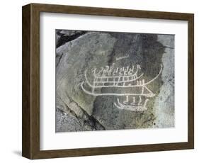 Petroglyph, Boat-Axe culture, pre-Viking, Bohuslan, Sweden, Bronze Age-Werner Forman-Framed Photographic Print