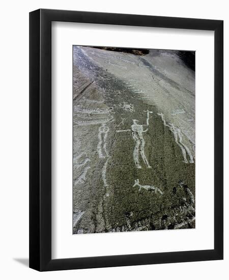 Petroglyph, Boat-Axe culture, pre-Viking, Bohuslan, Sweden, Bronze Age-Werner Forman-Framed Premium Photographic Print