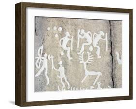 Petroglyph, Boat-Axe culture, pre-Viking, Bohuslan, Sweden, Bronze Age-Werner Forman-Framed Photographic Print