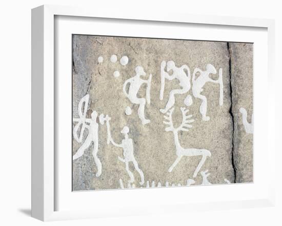 Petroglyph, Boat-Axe culture, pre-Viking, Bohuslan, Sweden, Bronze Age-Werner Forman-Framed Photographic Print