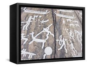 Petroglyph, Boat-Axe culture, pre-Viking, Bohuslan, Sweden, Bronze Age-Werner Forman-Framed Stretched Canvas