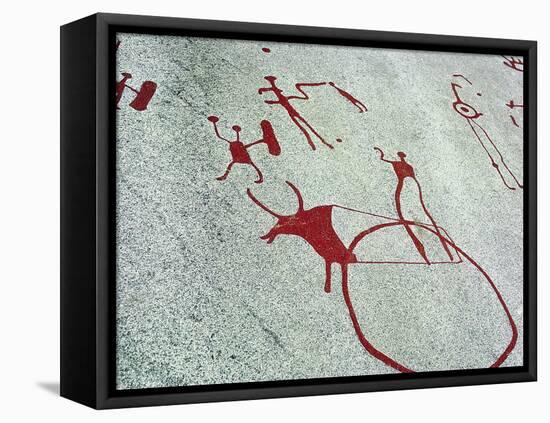 Petroglyph, Boat-Axe culture, pre-Viking, Vitlycke, Bohuslan, Sweden, Bronze Age-Werner Forman-Framed Stretched Canvas