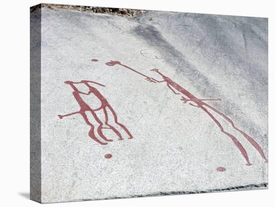 Petroglyph, Boat-Axe culture, pre-Viking, Vitlycke, Bohuslan, Sweden, Bronze Age-Werner Forman-Stretched Canvas