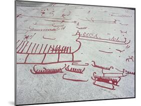 Petroglyph, Boat-Axe culture, pre-Viking, Vitlycke, Bohuslan, Sweden, Bronze Age-Werner Forman-Mounted Photographic Print