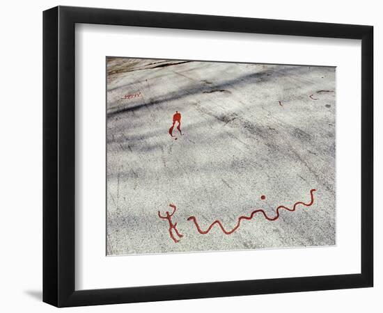 Petroglyph, Boat-Axe culture, pre-Viking, Vitlycke, Bohuslan, Sweden, Bronze Age-Werner Forman-Framed Photographic Print