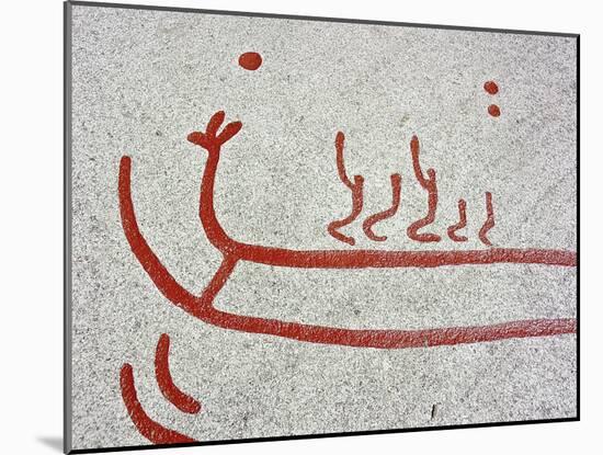 Petroglyph, detail of a ship, Boat-Axe culture, pre-Viking, Vitlycke, Bohuslan, Sweden, Bronze Age-Werner Forman-Mounted Photographic Print