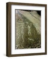 Petroglyph with two men facing each other and brandishing axes, Bronze Age-Werner Forman-Framed Giclee Print