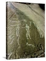 Petroglyph with two men facing each other and brandishing axes, Bronze Age-Werner Forman-Stretched Canvas