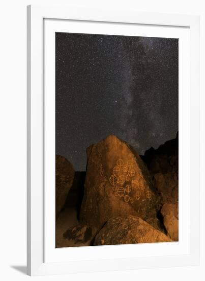 Petroglyphs and Milky Way at night, Great Basin near Mono Lake, California.-Adam Jones-Framed Photographic Print