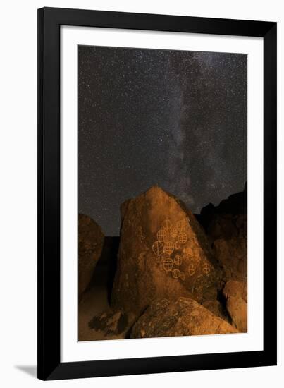 Petroglyphs and Milky Way at night, Great Basin near Mono Lake, California.-Adam Jones-Framed Photographic Print